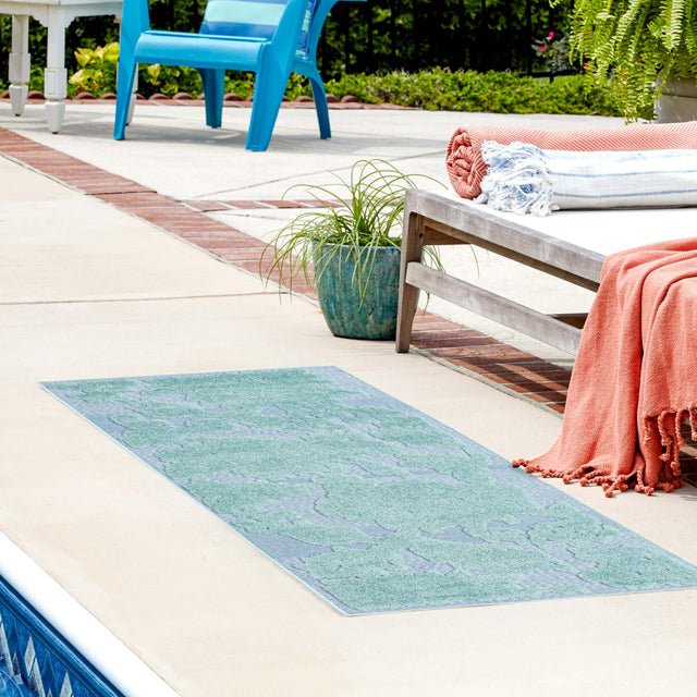 Navy Blue 2' x 8' Aruba Outdoor Runner Area Rug Weather Resistant for Patio, Deck, Terrace, Balcony, Porch for Sale at Rug Engine
