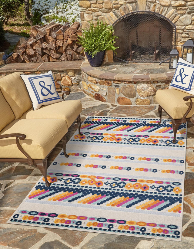 Gray 5' 3 x 8' Aruba Outdoor Rectangle Area Rug Weather Resistant for Patio, Deck, Terrace, Balcony, Porch for Sale at Rug Engine