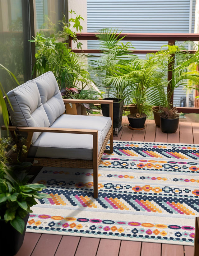 Gray 7' 10 x 7' 10 Aruba Outdoor Square Area Rug Weather Resistant for Patio, Deck, Terrace, Balcony, Porch for Sale at Rug Engine