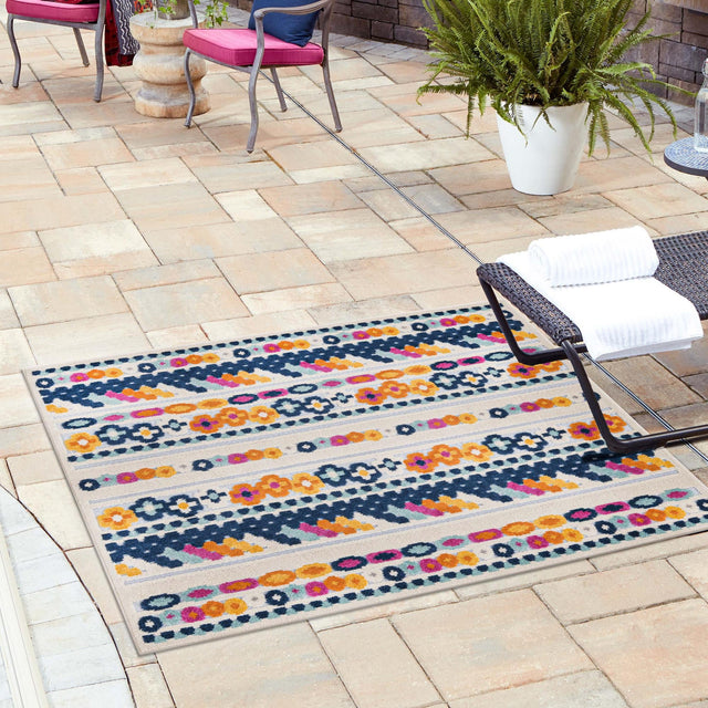 Gray 7' 10 x 7' 10 Aruba Outdoor Square Area Rug Weather Resistant for Patio, Deck, Terrace, Balcony, Porch for Sale at Rug Engine
