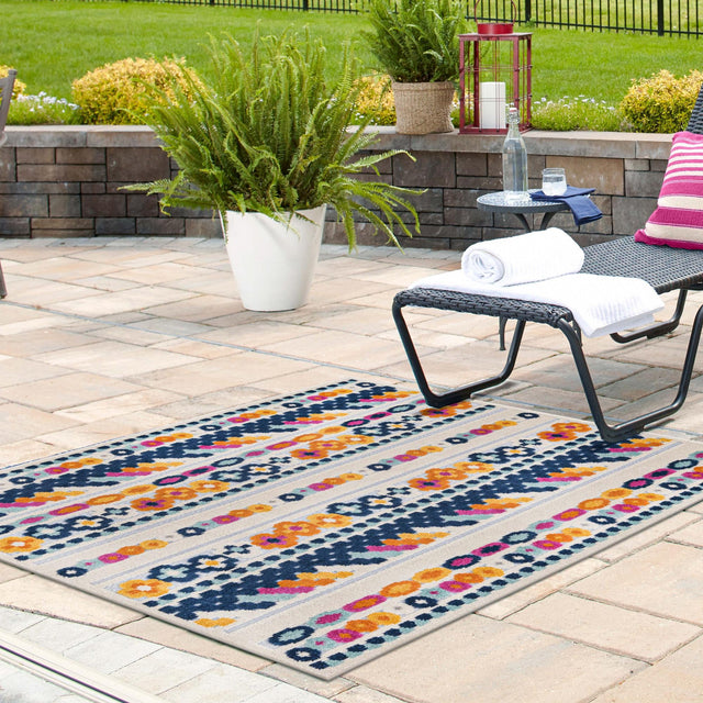 Gray 5' 3 x 5' 3 Aruba Outdoor Square Area Rug Weather Resistant for Patio, Deck, Terrace, Balcony, Porch for Sale at Rug Engine