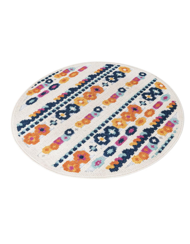 Gray 3' 3 x 3' 3 Aruba Outdoor Round Area Rug Weather Resistant for Patio, Deck, Terrace, Balcony, Porch for Sale at Rug Engine