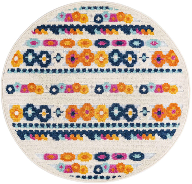 Gray 3' 3 x 3' 3 Aruba Outdoor Round Area Rug Weather Resistant for Patio, Deck, Terrace, Balcony, Porch for Sale at Rug Engine
