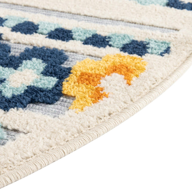 Gray 3' 3 x 3' 3 Aruba Outdoor Round Area Rug Weather Resistant for Patio, Deck, Terrace, Balcony, Porch for Sale at Rug Engine
