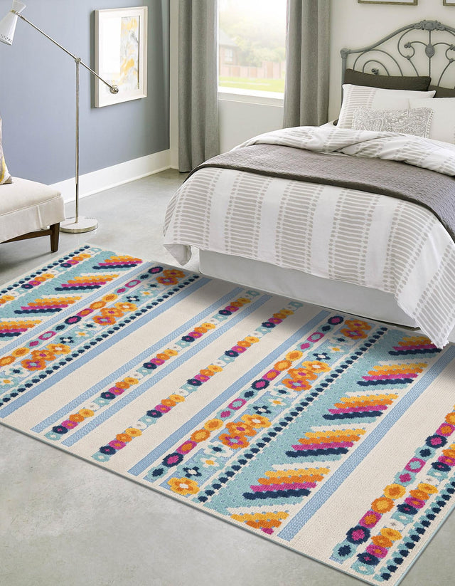 Blue 6' x 9' Aruba Outdoor Rectangle Area Rug Weather Resistant for Patio, Deck, Terrace, Balcony, Porch for Sale at Rug Engine