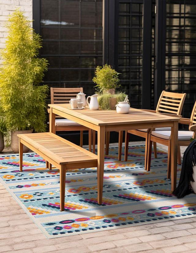Blue 5' 3 x 5' 3 Aruba Outdoor Square Area Rug Weather Resistant for Patio, Deck, Terrace, Balcony, Porch for Sale at Rug Engine