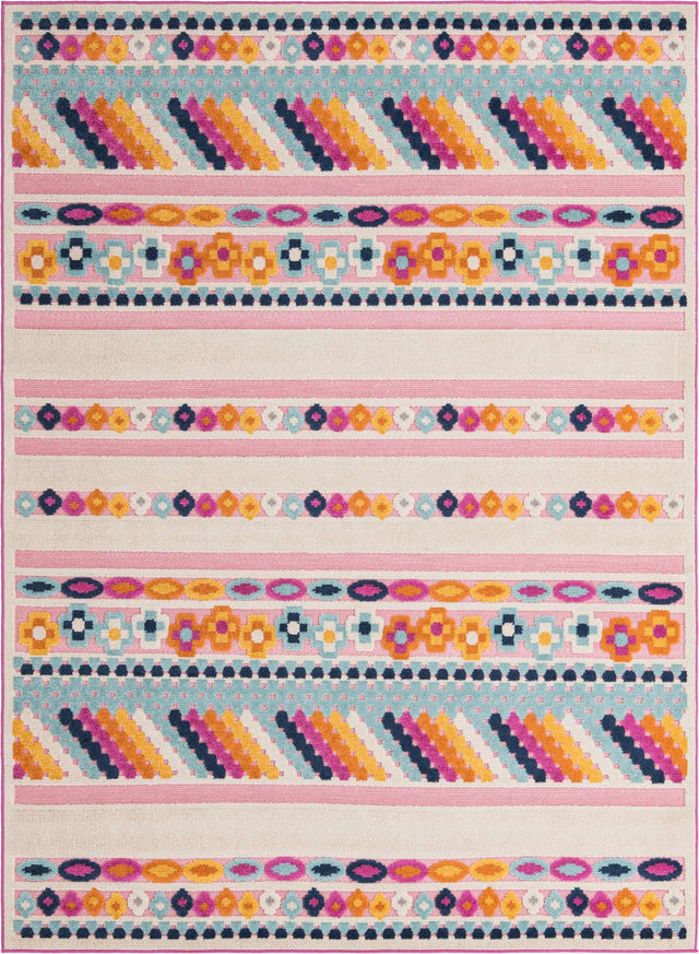 Pink 7' x 10' Aruba Outdoor Rectangle Area Rug Weather Resistant for Patio, Deck, Terrace, Balcony, Porch for Sale at Rug Engine