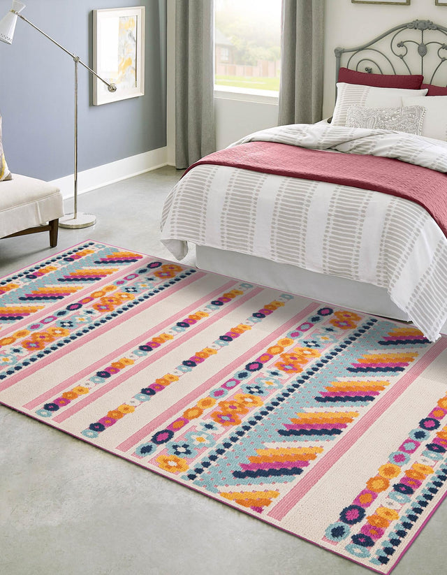 Pink 4' x 6' Aruba Outdoor Rectangle Area Rug Weather Resistant for Patio, Deck, Terrace, Balcony, Porch for Sale at Rug Engine