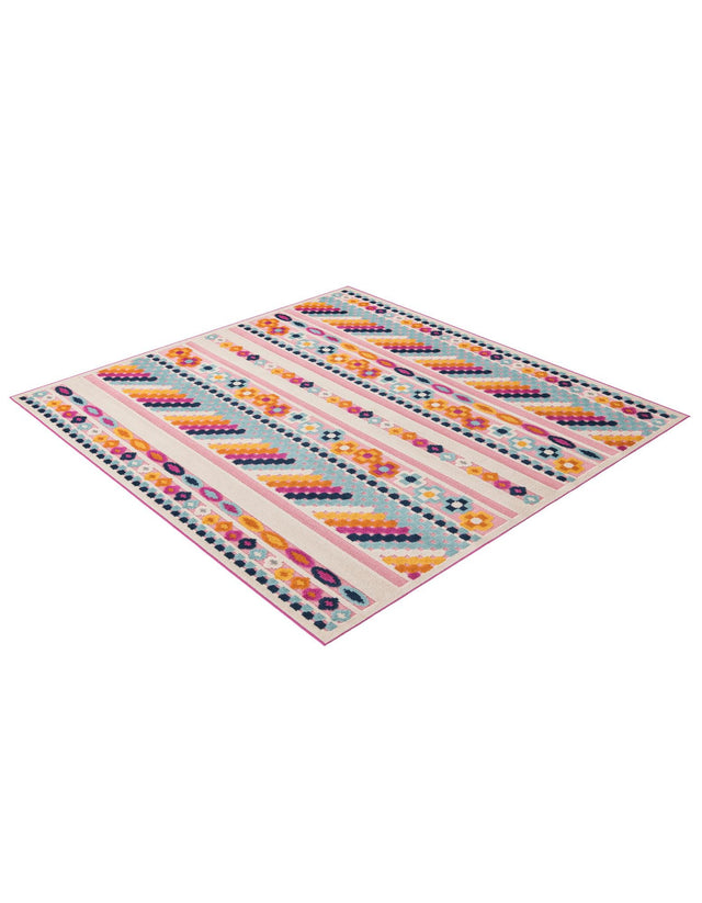 Pink 7' 10 x 7' 10 Aruba Outdoor Square Area Rug Weather Resistant for Patio, Deck, Terrace, Balcony, Porch for Sale at Rug Engine