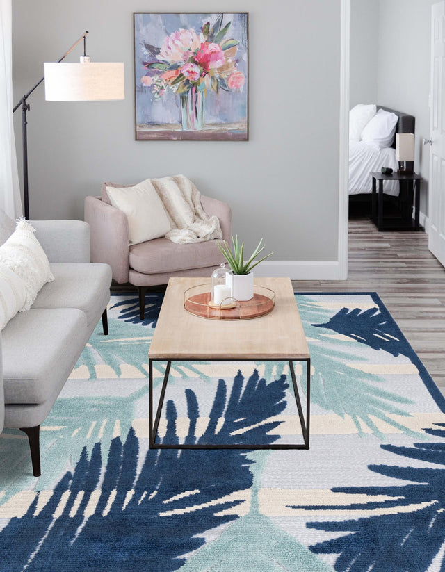 Gray Blue 4' x 6' Aruba Outdoor Rectangle Area Rug Weather Resistant for Patio, Deck, Terrace, Balcony, Porch for Sale at Rug Engine
