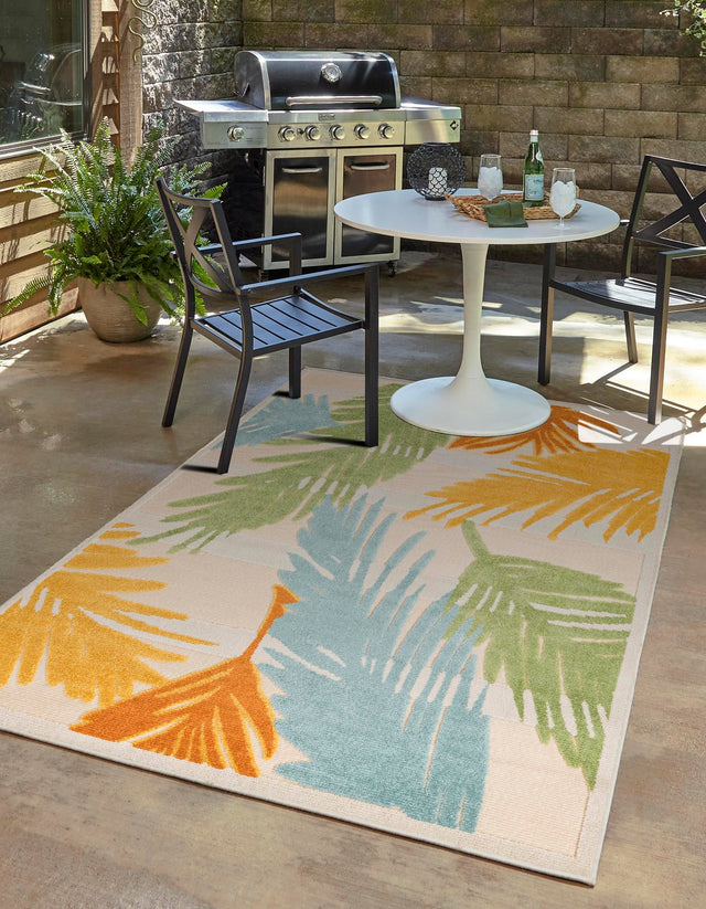 Beige 6' x 9' Aruba Outdoor Rectangle Area Rug Weather Resistant for Patio, Deck, Terrace, Balcony, Porch for Sale at Rug Engine