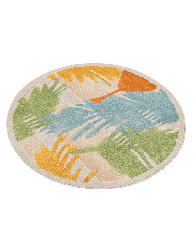Beige 3' 3 x 3' 3 Aruba Outdoor Round Area Rug Weather Resistant for Patio, Deck, Terrace, Balcony, Porch for Sale at Rug Engine