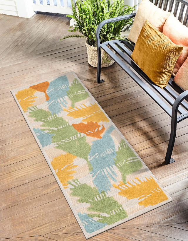Beige 2' x 10' Aruba Outdoor Runner Area Rug Weather Resistant for Patio, Deck, Terrace, Balcony, Porch for Sale at Rug Engine