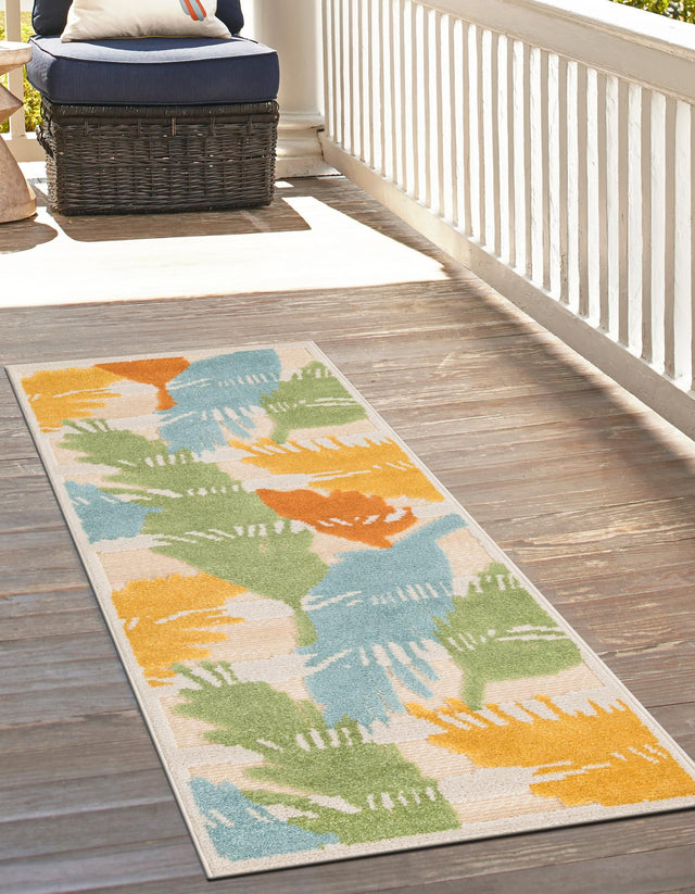 Beige 2' x 10' Aruba Outdoor Runner Area Rug Weather Resistant for Patio, Deck, Terrace, Balcony, Porch for Sale at Rug Engine