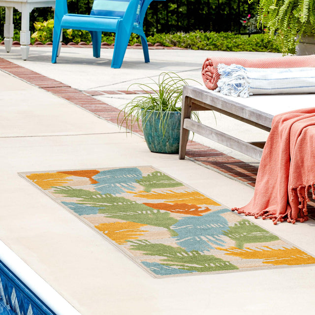 Beige 2' x 10' Aruba Outdoor Runner Area Rug Weather Resistant for Patio, Deck, Terrace, Balcony, Porch for Sale at Rug Engine