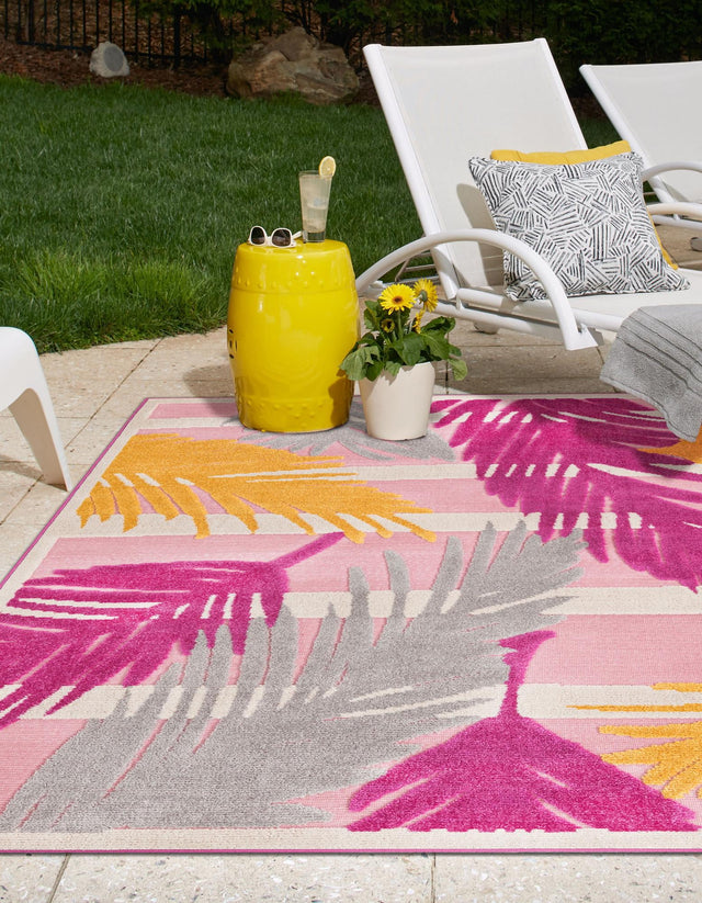 Pink 4' x 6' Aruba Outdoor Rectangle Area Rug Weather Resistant for Patio, Deck, Terrace, Balcony, Porch for Sale at Rug Engine