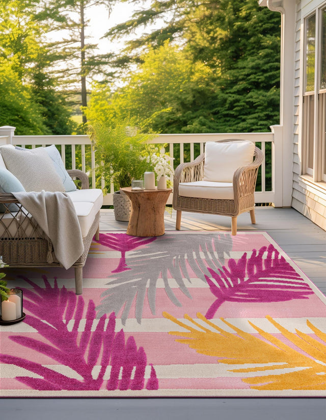 Pink 7' 10 x 7' 10 Aruba Outdoor Square Area Rug Weather Resistant for Patio, Deck, Terrace, Balcony, Porch for Sale at Rug Engine