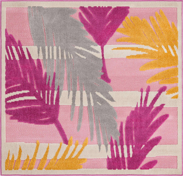 Pink 5' 3 x 5' 3 Aruba Outdoor Square Area Rug Weather Resistant for Patio, Deck, Terrace, Balcony, Porch for Sale at Rug Engine