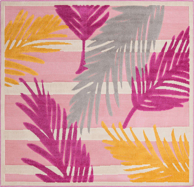 Pink 7' 10 x 7' 10 Aruba Outdoor Square Area Rug Weather Resistant for Patio, Deck, Terrace, Balcony, Porch for Sale at Rug Engine