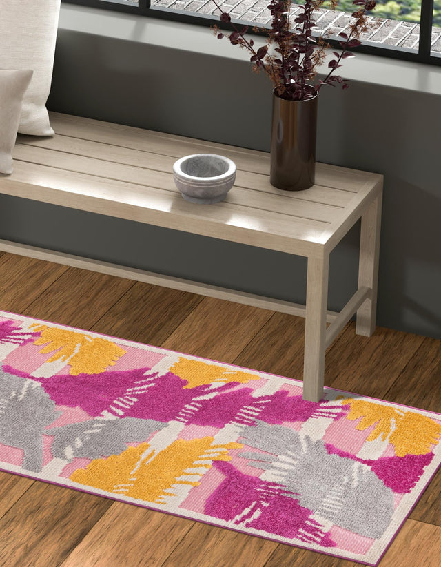 Pink 2' x 8' Aruba Outdoor Runner Area Rug Weather Resistant for Patio, Deck, Terrace, Balcony, Porch for Sale at Rug Engine