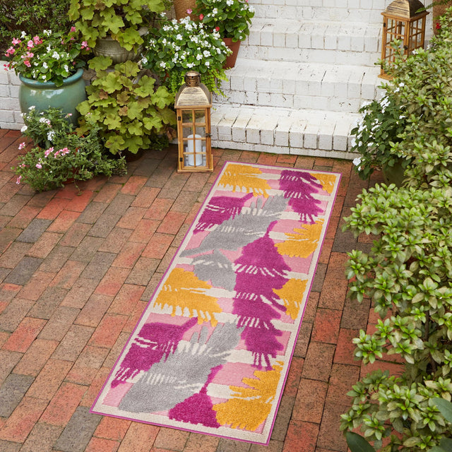 Pink 2' x 10' Aruba Outdoor Runner Area Rug Weather Resistant for Patio, Deck, Terrace, Balcony, Porch for Sale at Rug Engine