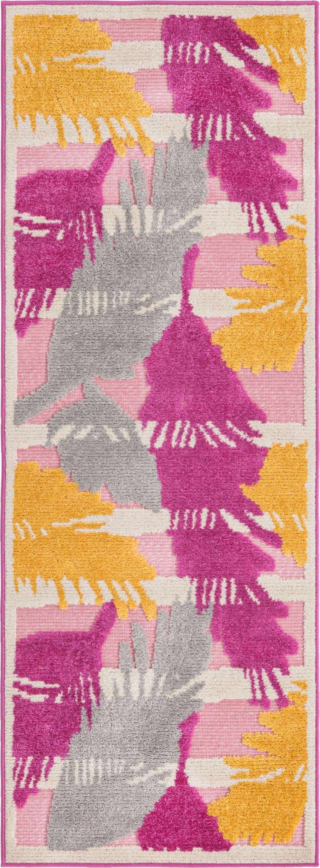 Pink 2' x 6' Aruba Outdoor Runner Area Rug Weather Resistant for Patio, Deck, Terrace, Balcony, Porch for Sale at Rug Engine