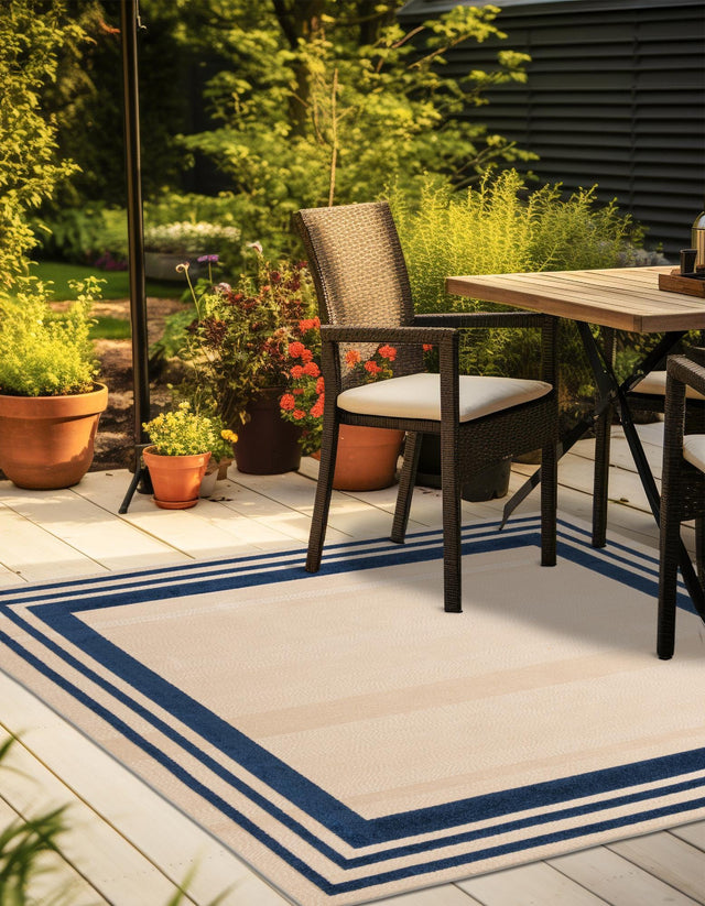 Beige 7' 10 x 7' 10 Aruba Outdoor Square Area Rug Weather Resistant for Patio, Deck, Terrace, Balcony, Porch for Sale at Rug Engine