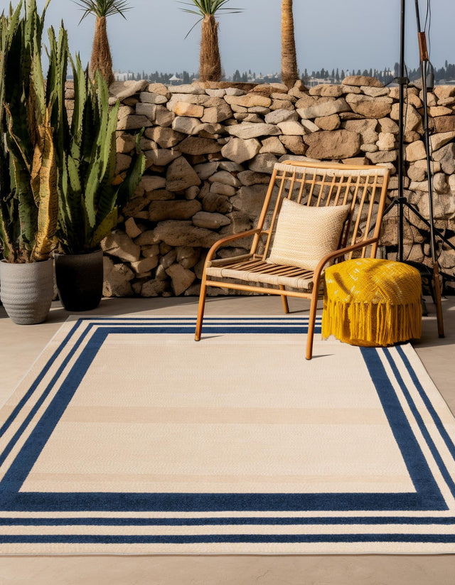 Beige 7' 10 x 7' 10 Aruba Outdoor Square Area Rug Weather Resistant for Patio, Deck, Terrace, Balcony, Porch for Sale at Rug Engine