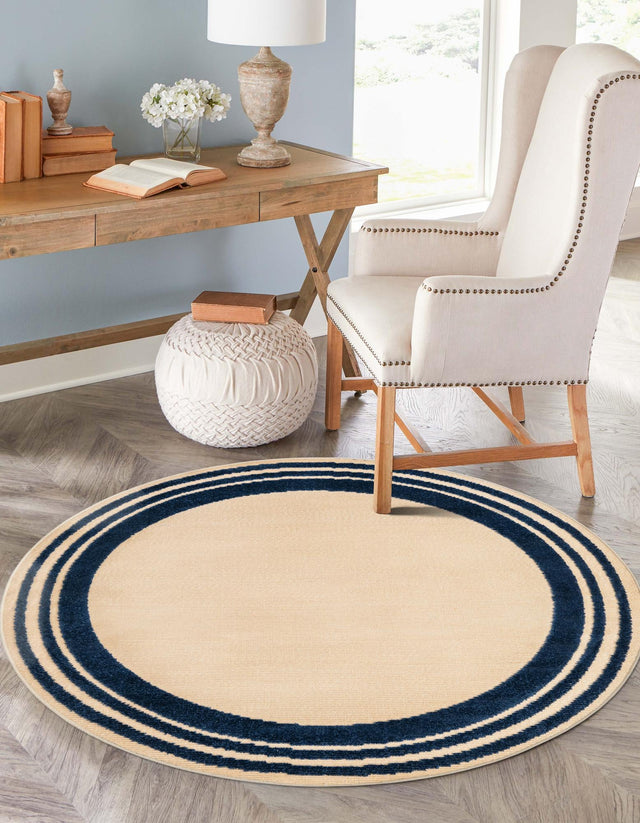 Beige 3' 3 x 3' 3 Aruba Outdoor Round Area Rug Weather Resistant for Patio, Deck, Terrace, Balcony, Porch for Sale at Rug Engine