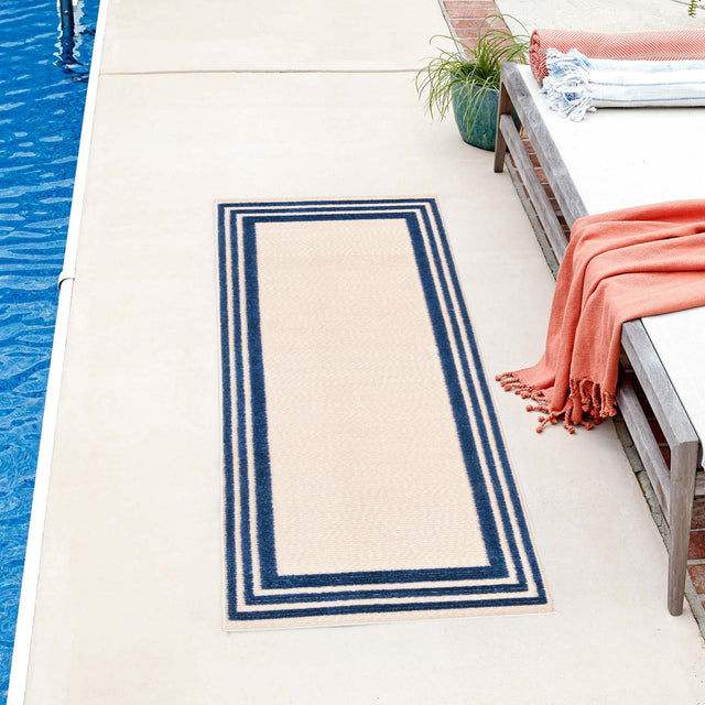 Beige 2' x 8' Aruba Outdoor Runner Area Rug Weather Resistant for Patio, Deck, Terrace, Balcony, Porch for Sale at Rug Engine