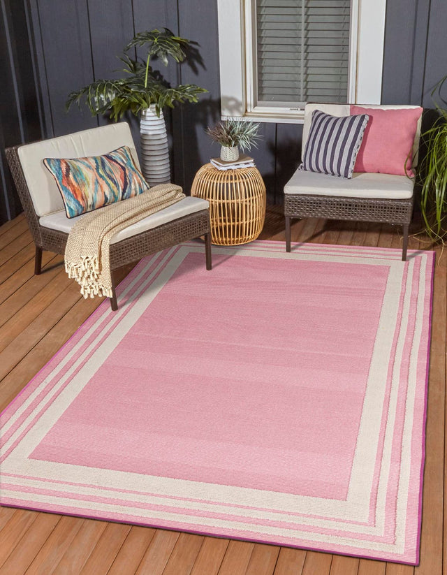 Pink 7' 10 x 10' Aruba Outdoor Rectangle Area Rug Weather Resistant for Patio, Deck, Terrace, Balcony, Porch for Sale at Rug Engine