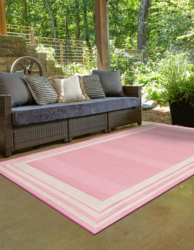 Pink 9' x 12' Aruba Outdoor Rectangle Area Rug Weather Resistant for Patio, Deck, Terrace, Balcony, Porch for Sale at Rug Engine