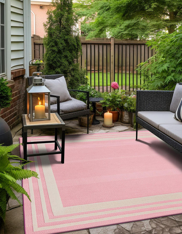 Pink 5' 3 x 5' 3 Aruba Outdoor Square Area Rug Weather Resistant for Patio, Deck, Terrace, Balcony, Porch for Sale at Rug Engine