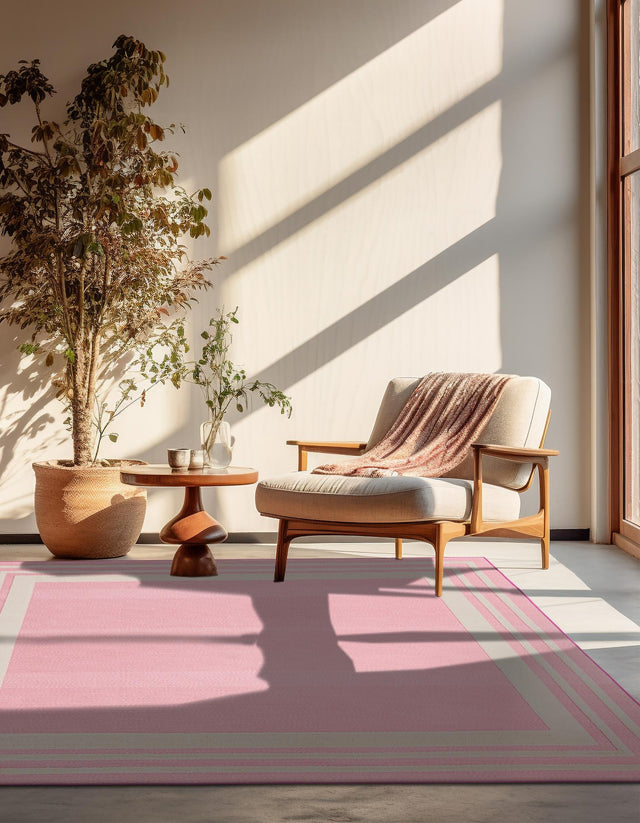 Pink 5' 3 x 5' 3 Aruba Outdoor Square Area Rug Weather Resistant for Patio, Deck, Terrace, Balcony, Porch for Sale at Rug Engine