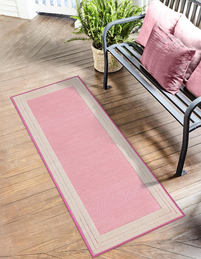Pink 2' x 8' Aruba Outdoor Runner Area Rug Weather Resistant for Patio, Deck, Terrace, Balcony, Porch for Sale at Rug Engine
