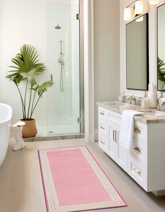 Pink 2' x 10' Aruba Outdoor Runner Area Rug Weather Resistant for Patio, Deck, Terrace, Balcony, Porch for Sale at Rug Engine