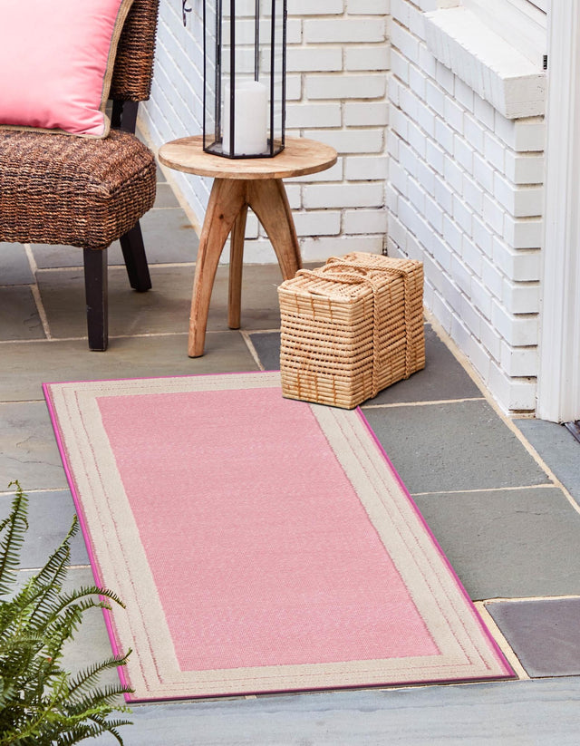 Pink 2' x 10' Aruba Outdoor Runner Area Rug Weather Resistant for Patio, Deck, Terrace, Balcony, Porch for Sale at Rug Engine
