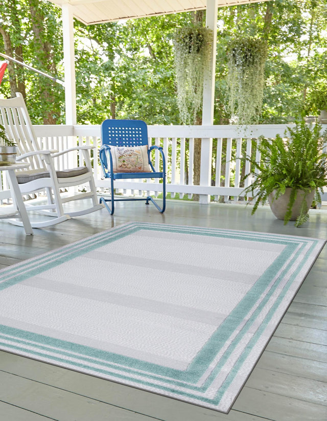 Gray Teal 2' x 3' Aruba Outdoor Rectangle Area Rug Weather Resistant for Patio, Deck, Terrace, Balcony, Porch for Sale at Rug Engine