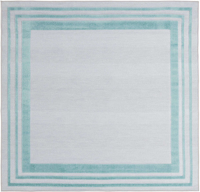 Gray Teal 7' 10 x 7' 10 Aruba Outdoor Square Area Rug Weather Resistant for Patio, Deck, Terrace, Balcony, Porch for Sale at Rug Engine