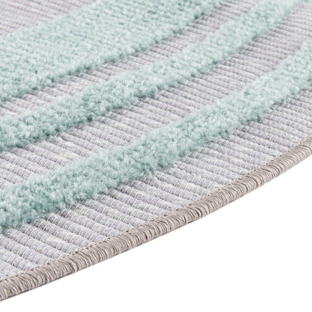 Gray Teal 3' 3 x 3' 3 Aruba Outdoor Round Area Rug Weather Resistant for Patio, Deck, Terrace, Balcony, Porch for Sale at Rug Engine