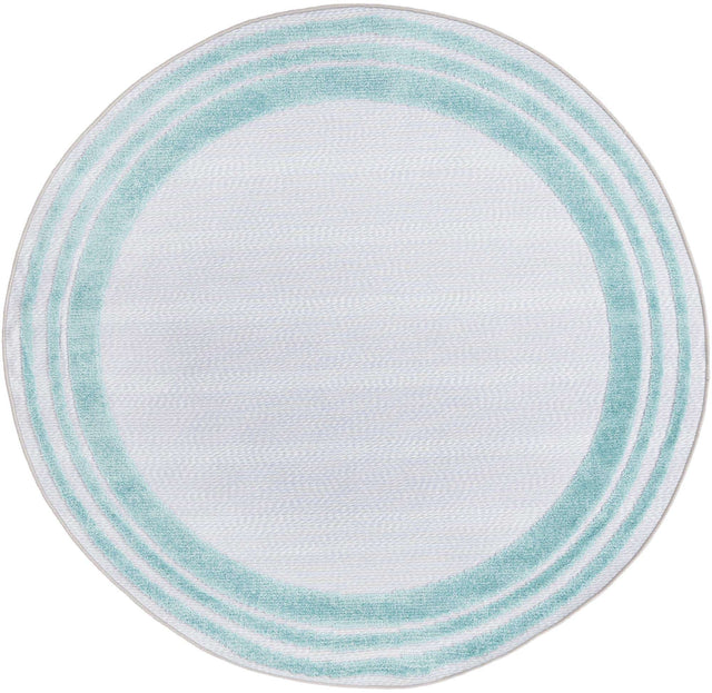 Gray Teal 5' 3 x 5' 3 Aruba Outdoor Round Area Rug Weather Resistant for Patio, Deck, Terrace, Balcony, Porch for Sale at Rug Engine