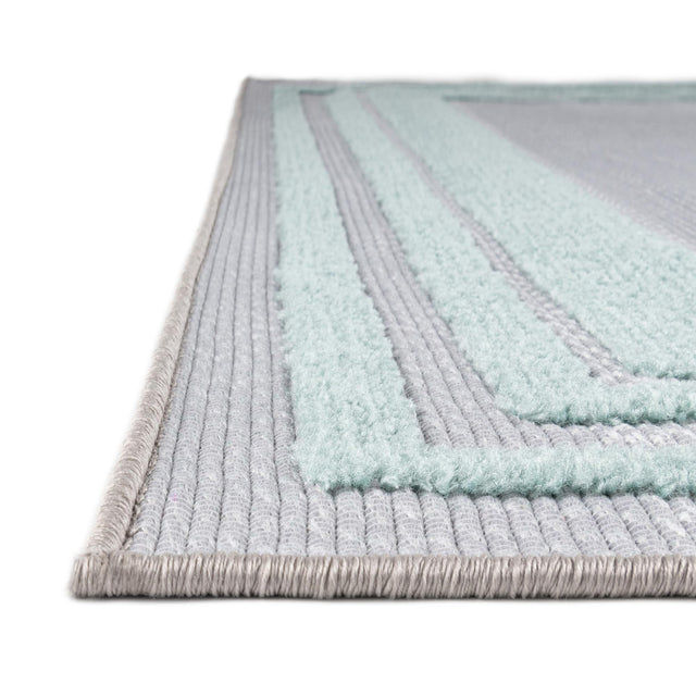 Gray Teal 2' x 8' Aruba Outdoor Runner Area Rug Weather Resistant for Patio, Deck, Terrace, Balcony, Porch for Sale at Rug Engine