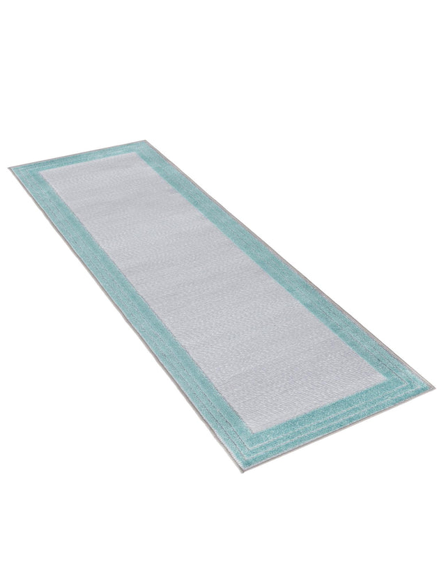 Gray Teal 2' x 8' Aruba Outdoor Runner Area Rug Weather Resistant for Patio, Deck, Terrace, Balcony, Porch for Sale at Rug Engine
