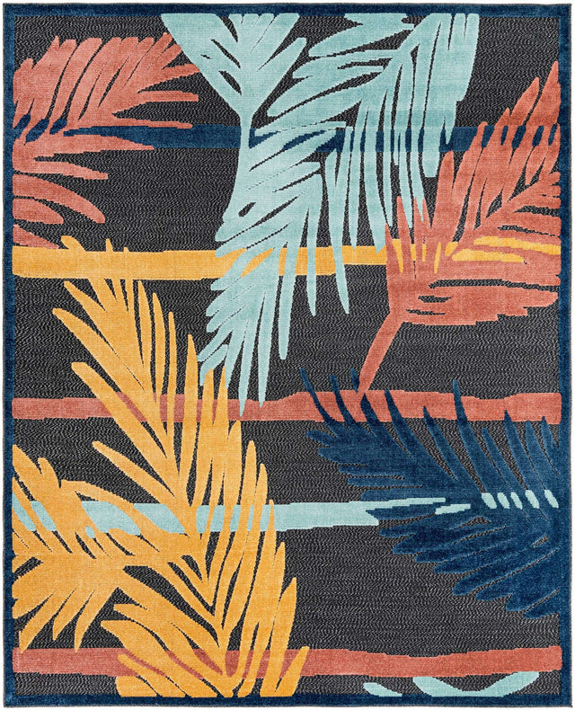 Charcoal 7' 10 x 10' Belize Outdoor Rectangle Area Rug Weather Resistant for Patio, Deck, Terrace, Balcony, Porch 100% Polypropylene Colorful Fun Coastal Modern Carpet for Outside for Sale at Rug Engine