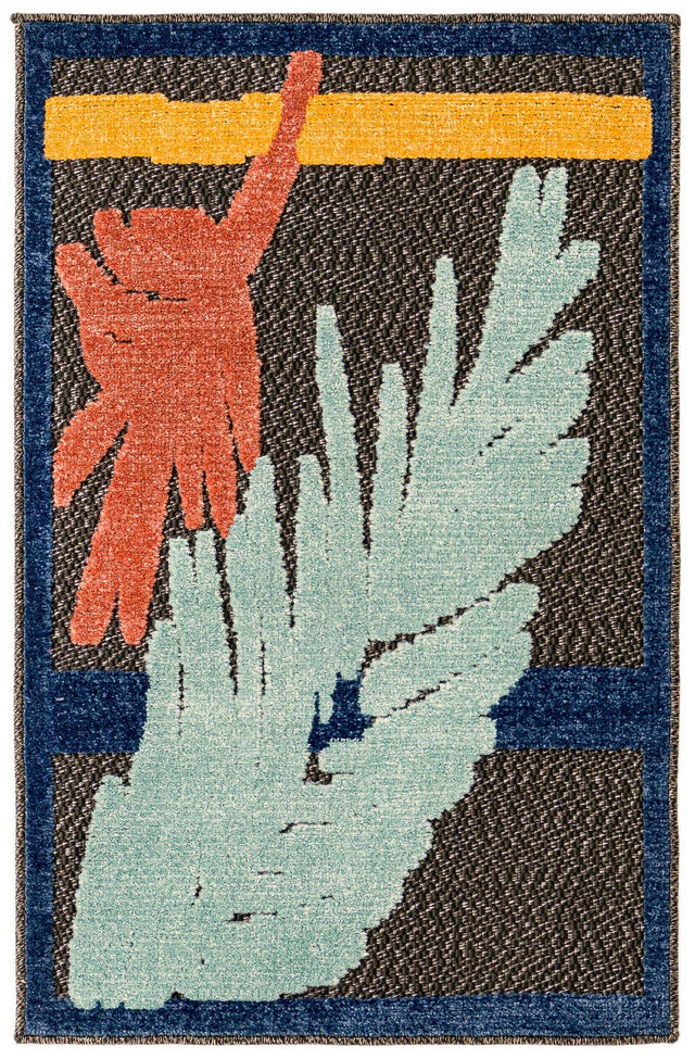 Charcoal 2' x 3' Belize Outdoor Rectangle Area Rug Weather Resistant for Patio, Deck, Terrace, Balcony, Porch 100% Polypropylene Colorful Fun Coastal Modern Carpet for Outside for Sale at Rug Engine