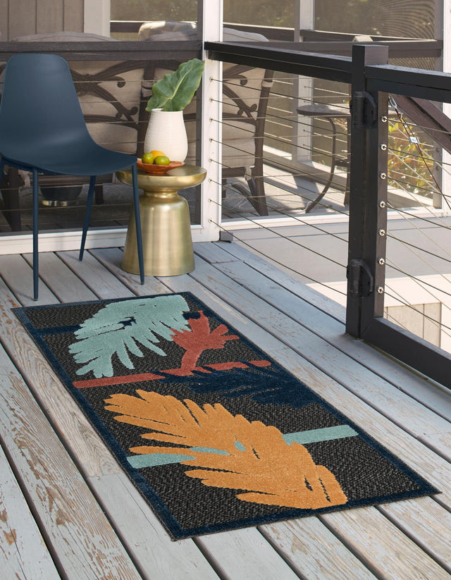 Charcoal 2' x 8' Belize Outdoor Runner Area Rug Weather Resistant for Patio, Deck, Terrace, Balcony, Porch 100% Polypropylene Colorful Fun Coastal Modern Carpet for Outside for Sale at Rug Engine