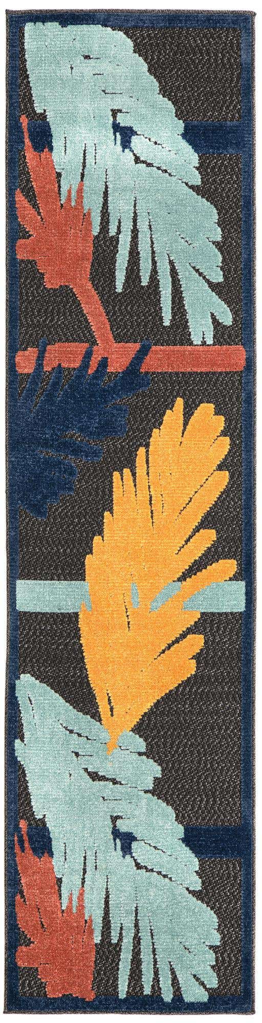 Charcoal 2' x 8' Belize Outdoor Runner Area Rug Weather Resistant for Patio, Deck, Terrace, Balcony, Porch 100% Polypropylene Colorful Fun Coastal Modern Carpet for Outside for Sale at Rug Engine