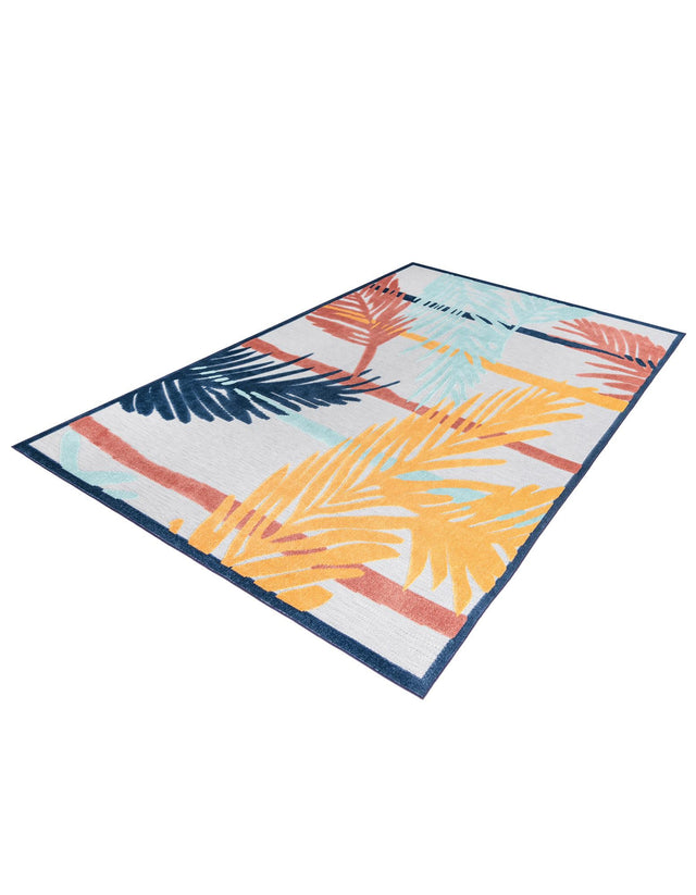 Gray 9' x 12' Belize Outdoor Rectangle Area Rug Weather Resistant for Patio, Deck, Terrace, Balcony, Porch 100% Polypropylene Colorful Fun Coastal Modern Carpet for Outside for Sale at Rug Engine
