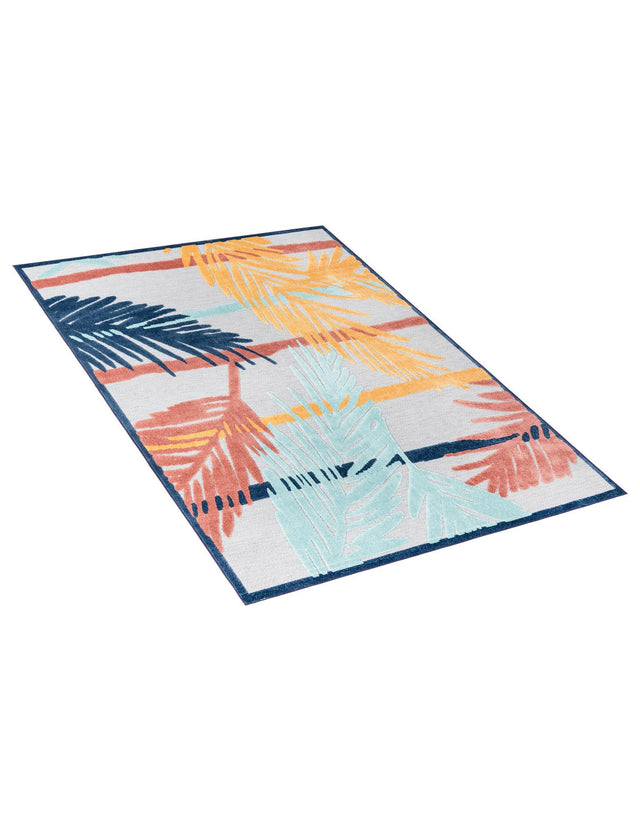 Gray 7' x 10' Belize Outdoor Rectangle Area Rug Weather Resistant for Patio, Deck, Terrace, Balcony, Porch 100% Polypropylene Colorful Fun Coastal Modern Carpet for Outside for Sale at Rug Engine