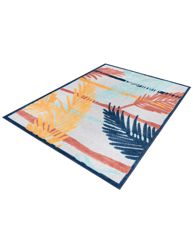 Gray 6' x 9' Belize Outdoor Rectangle Area Rug Weather Resistant for Patio, Deck, Terrace, Balcony, Porch 100% Polypropylene Colorful Fun Coastal Modern Carpet for Outside for Sale at Rug Engine